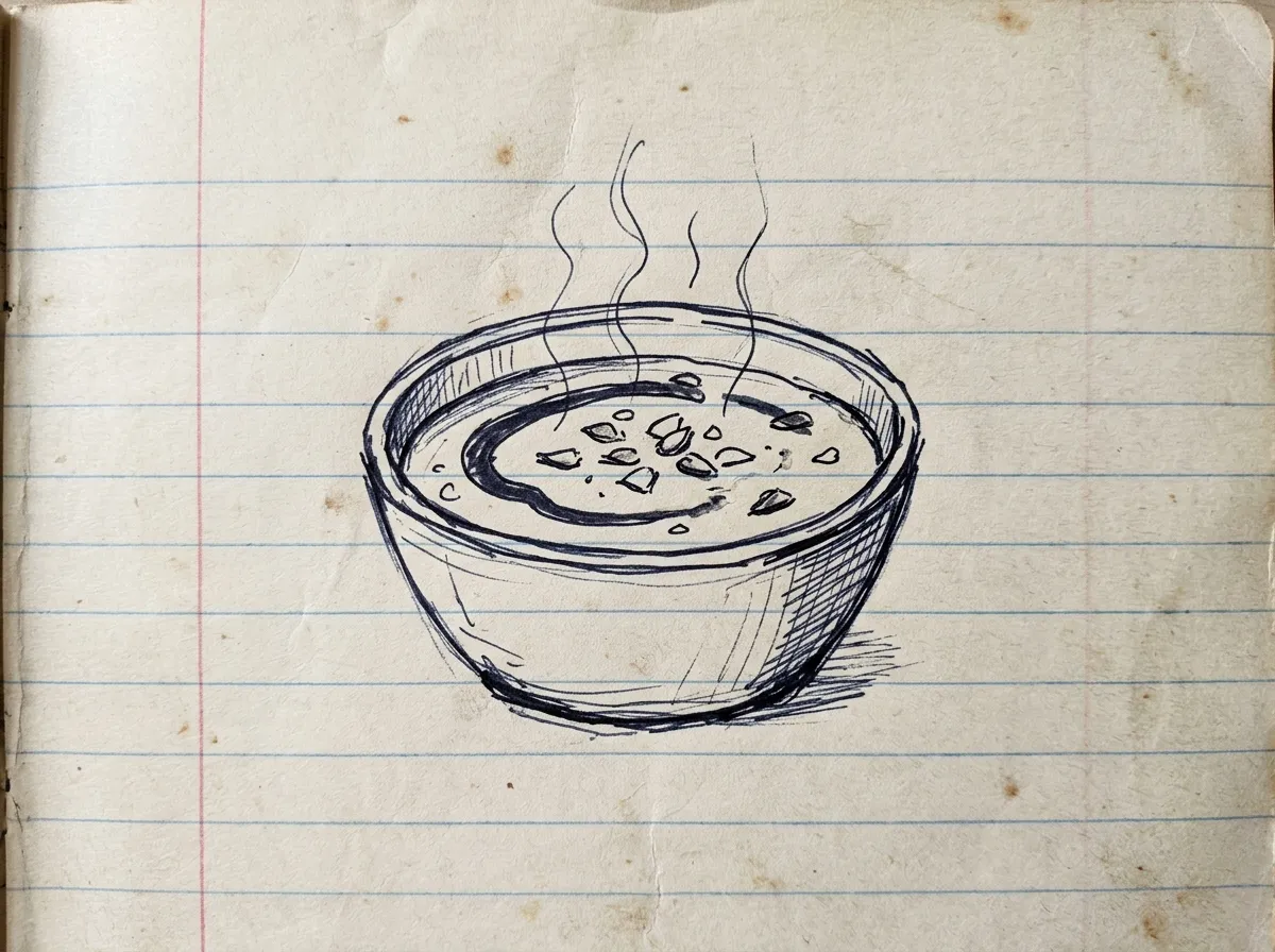 Handgezeichnete Skizze zum Rezept Kürbis-Ingwer-Suppe